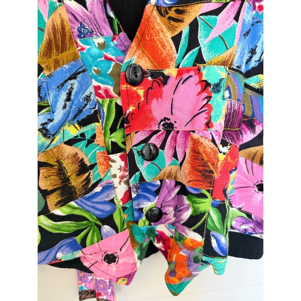 Webebop+ Patchwork Floral Button Up Vest Very Ove… - image 4